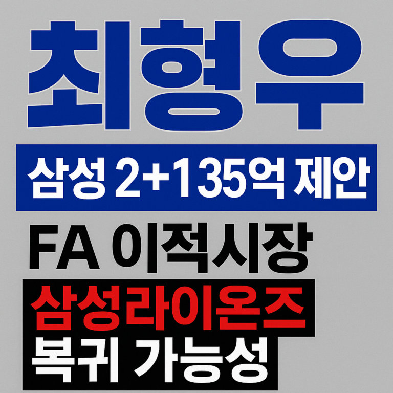 최형우, 삼성 2+1 35억 제안, FA 이적시장 삼성라이온즈 복귀 가능성
