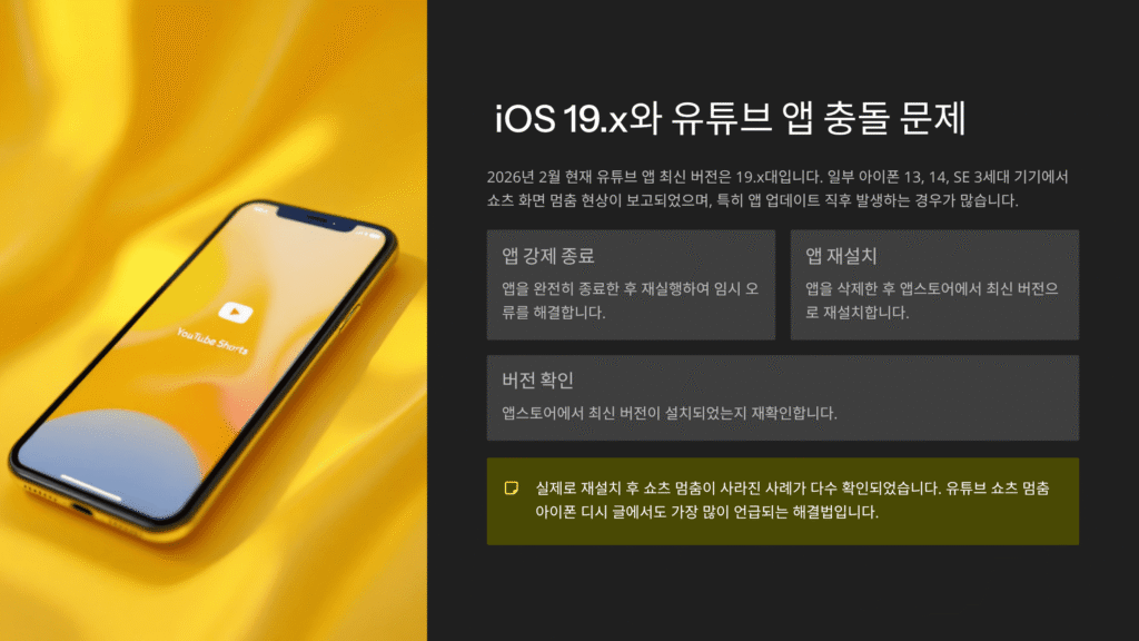 iOS 19.x와 유튜브 앱 충돌