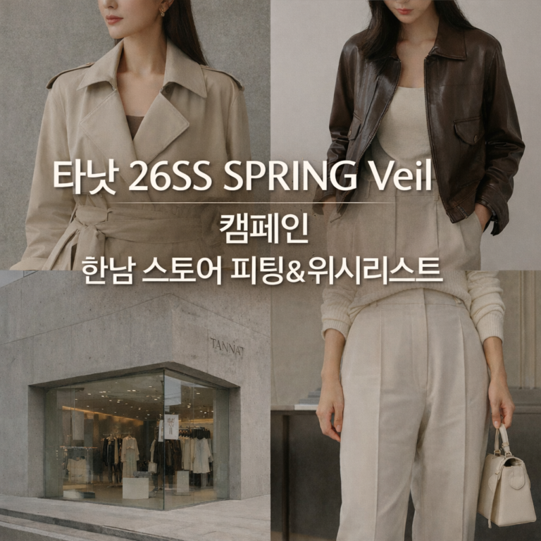 타낫 26SS SPRING Veil 캠페인 한남 스토어 피팅와 위시리스트